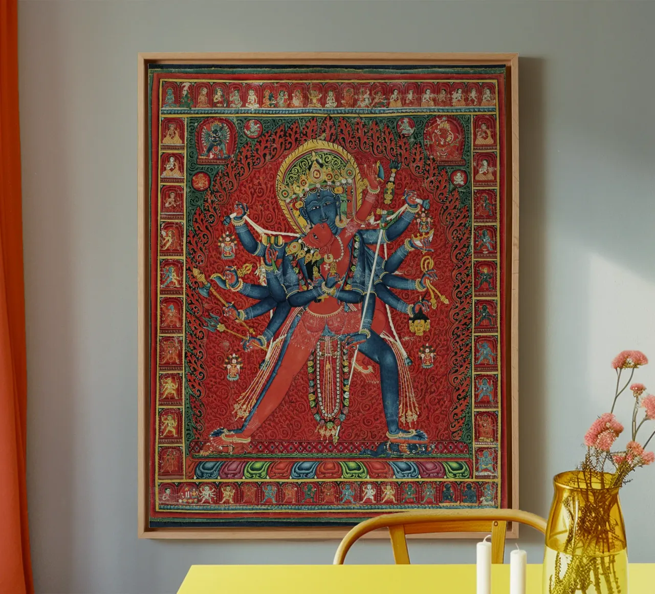 Chakrasamvara and Consort Vajravarahi (c. 1450-1500) canvas with Floater frame by Venus Art