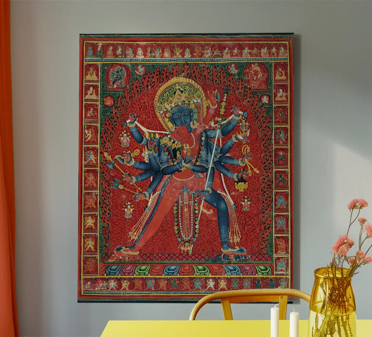 Chakrasamvara and Consort Vajravarahi (c. 1450-1500) canvas with Floater frame by Venus Art