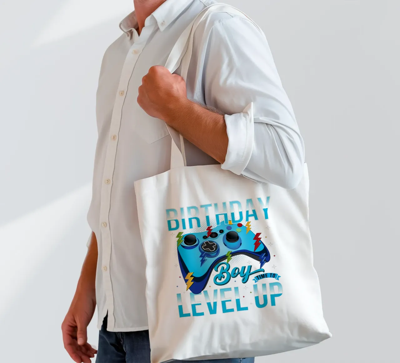 Birthday Boy, Time to Level Up borsa in juta da edsonramosart