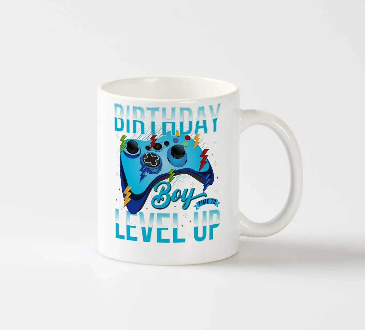 Birthday Boy, Time to Level Up tazza in ceramica da edsonramosart
