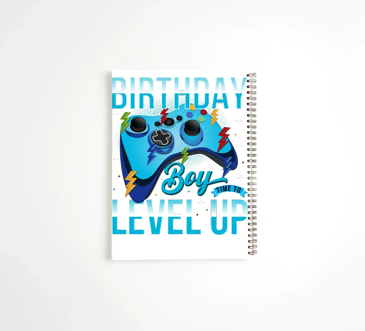 Birthday Boy, Time to Level Up spiral notebook by edsonramosart