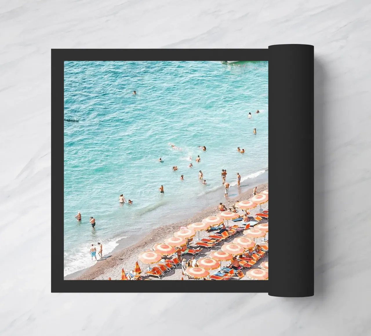 Positano Colourful Beach Scene zerbino da GraceDigitalArtCo