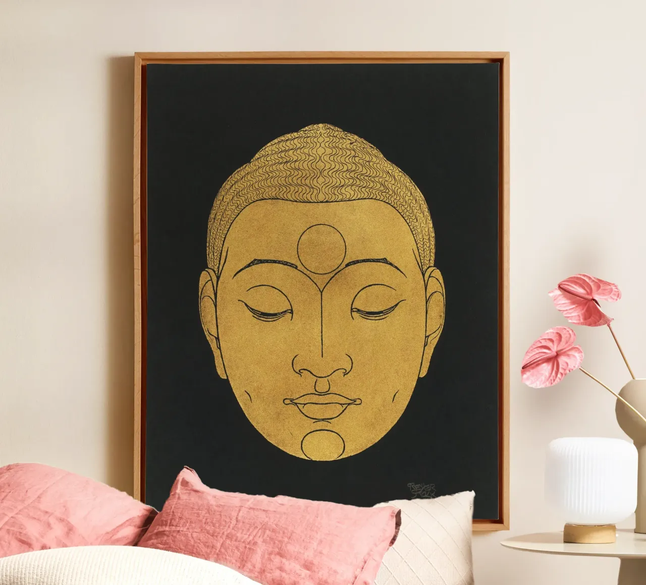 Testa di Buddha (1943) di Reijer Stolk tela con Cornice a cassetta da Venus Art