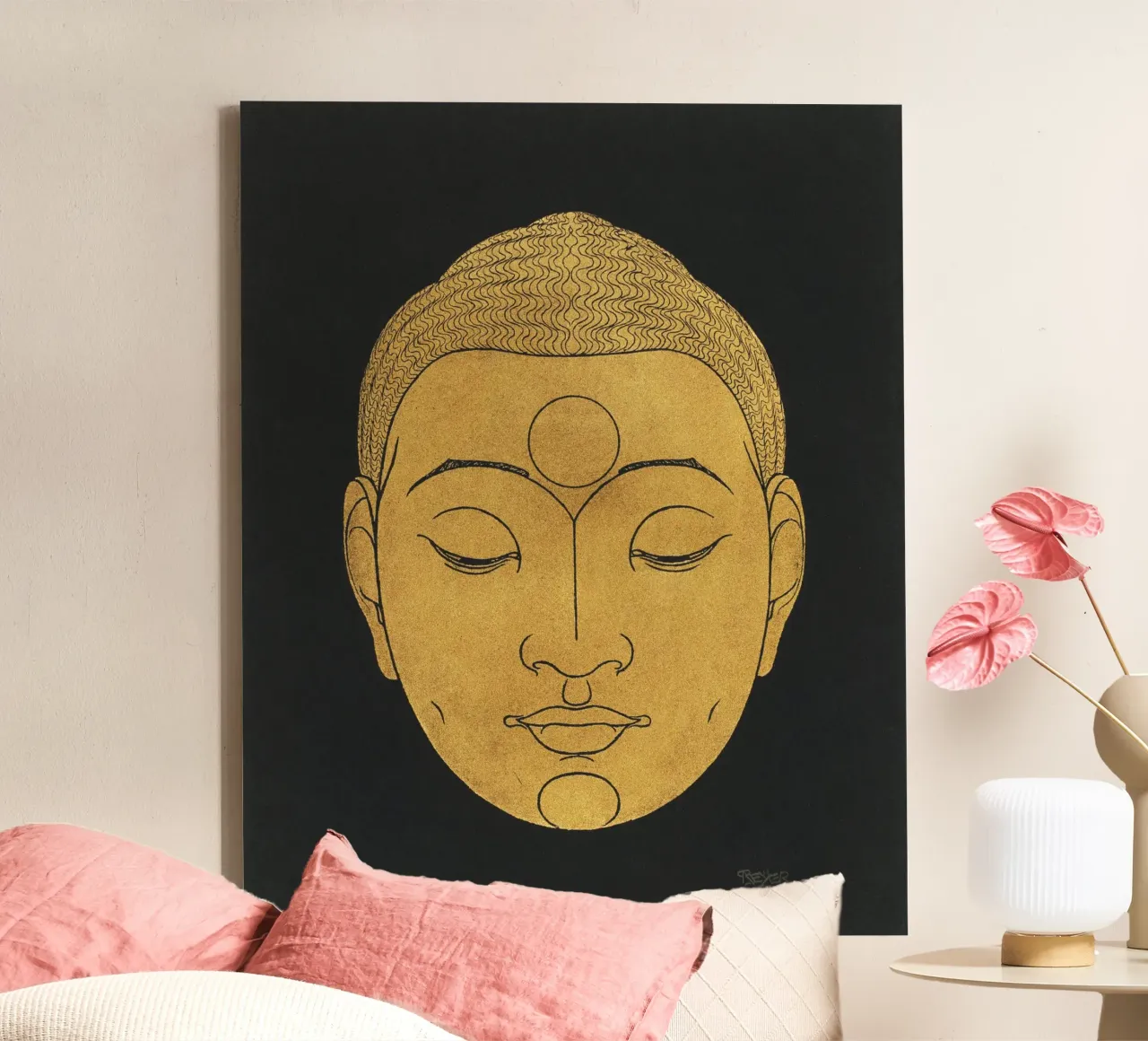 Testa di Buddha (1943) di Reijer Stolk tela con Cornice a cassetta da Venus Art