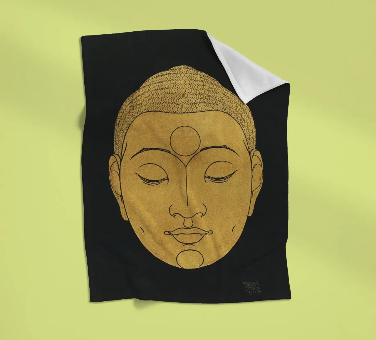 Testa di Buddha (1943) di Reijer Stolk coperta in pile da Venus Art