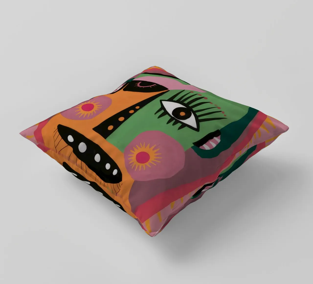Ritratto pop psichedelico cuscino da Chroma Haven