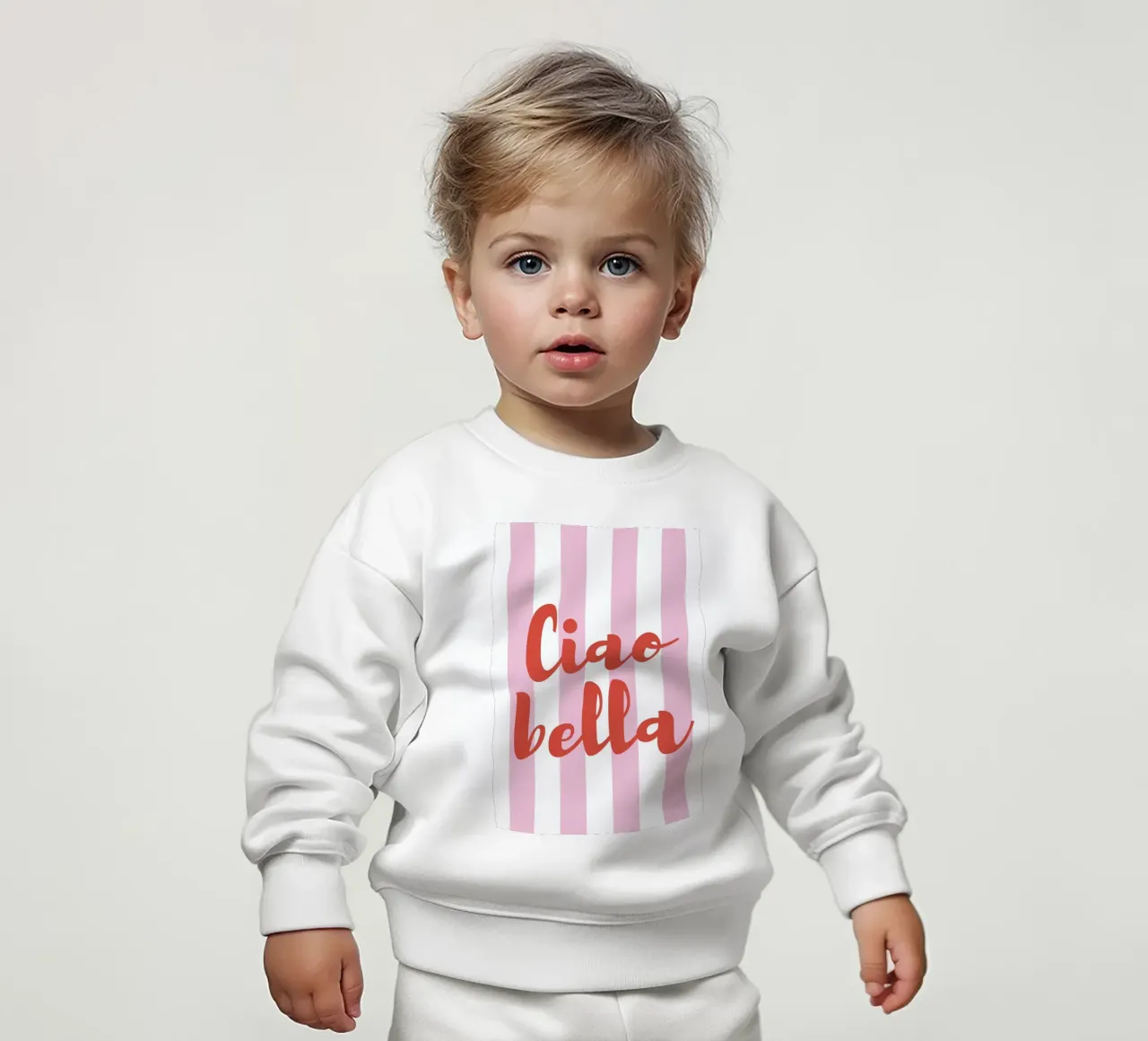 Ciao Bella Quote Print – Pink and White Stripes felpa neonato da pdigitalprints