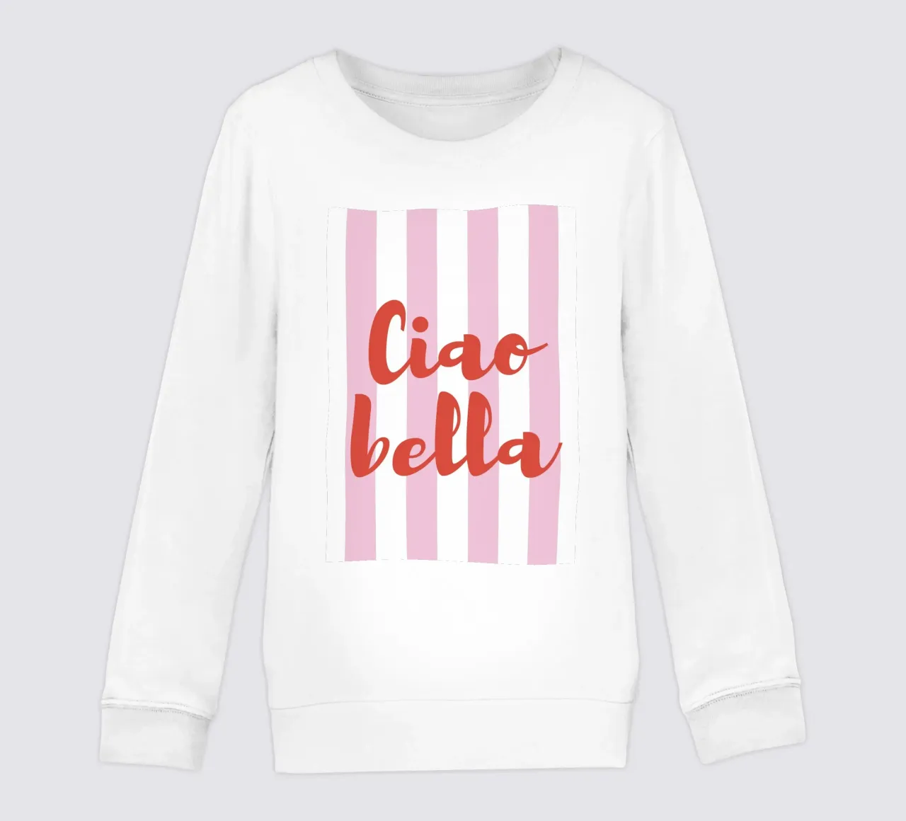 Ciao Bella Quote Print – Pink and White Stripes felpa bambino da pdigitalprints