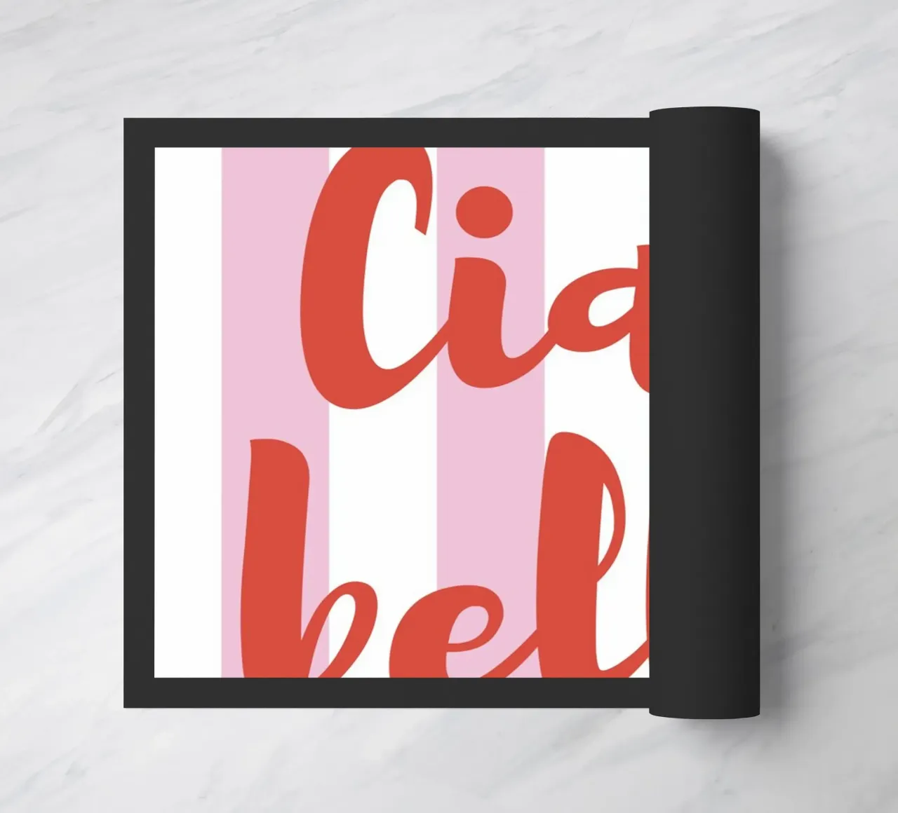 Ciao Bella Quote Print – Pink and White Stripes zerbino da pdigitalprints