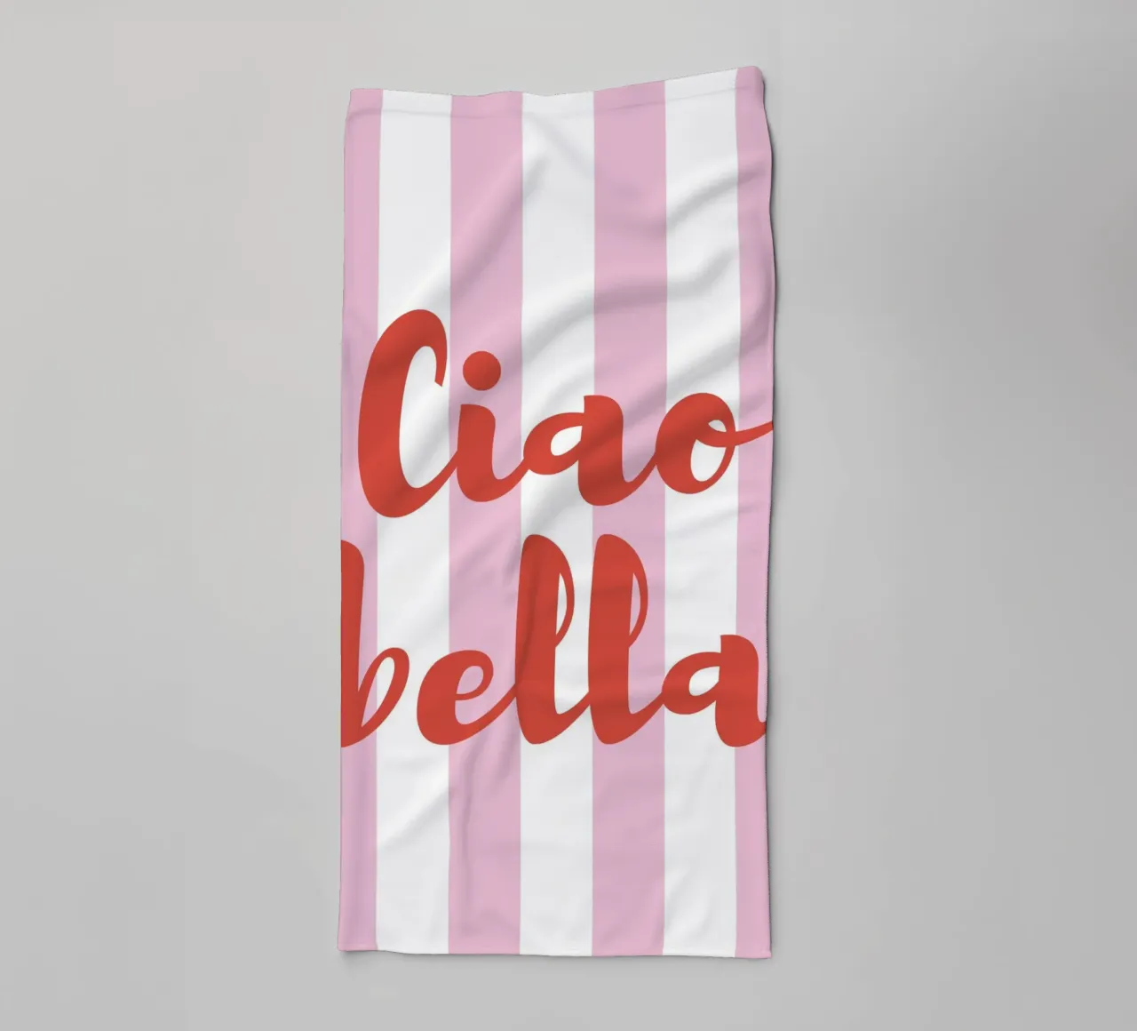 Ciao Bella Quote Print – Pink and White Stripes asciugamano da bagno da pdigitalprints
