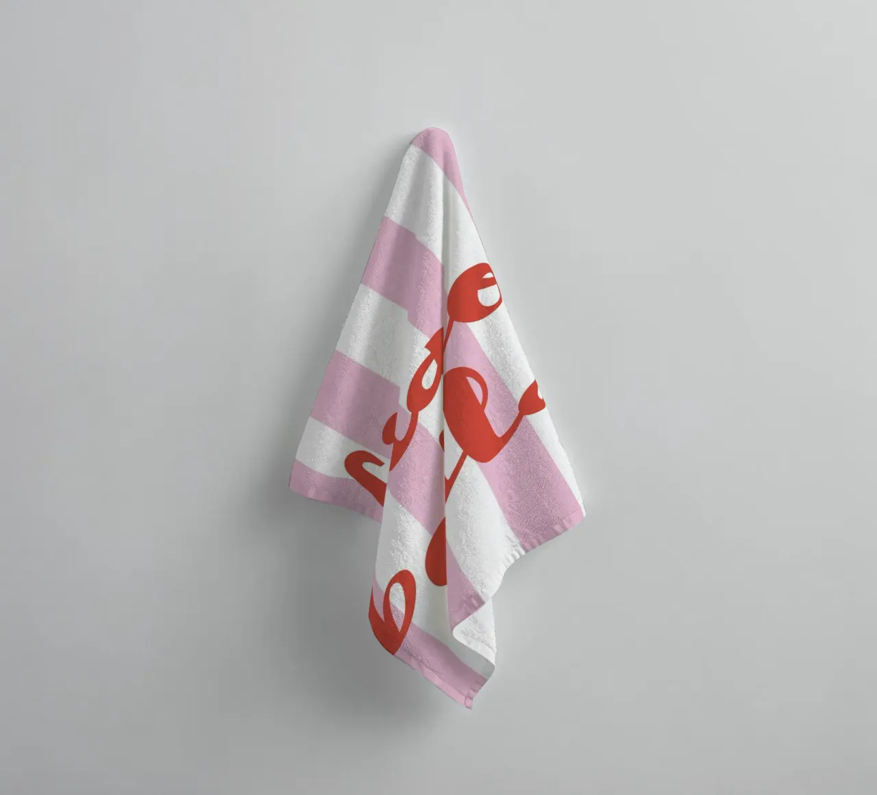 Ciao Bella Quote Print – Pink and White Stripes asciugamano da bagno da pdigitalprints