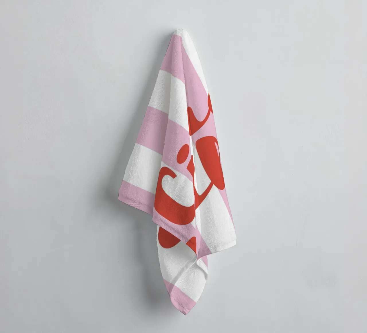 Ciao Bella Zitat Druck - Rosa und weiße Streifen Handtuch von pdigitalprints