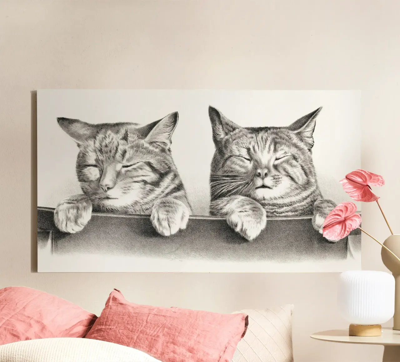 Gatti di Thomas Hunter tela con Cornice a cassetta da Venus Art