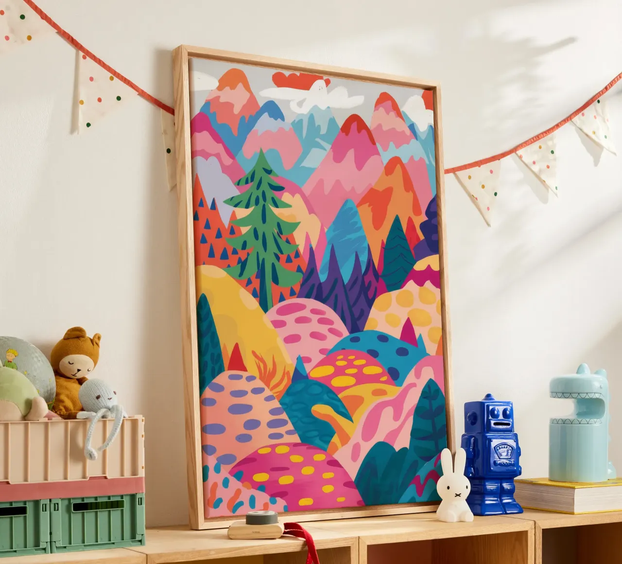 Abstract Mountainscape Colors canvas with Floater frame by Chroma Haven