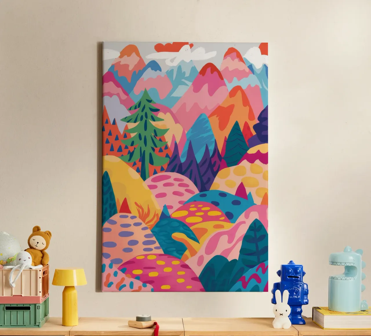 Abstract Mountainscape Colors canvas with Floater frame by Chroma Haven