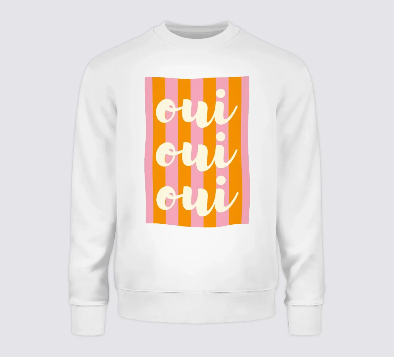 Oui Oui Oui French Quote Art - Retro a righe rosa e arancione felpa da pdigitalprints