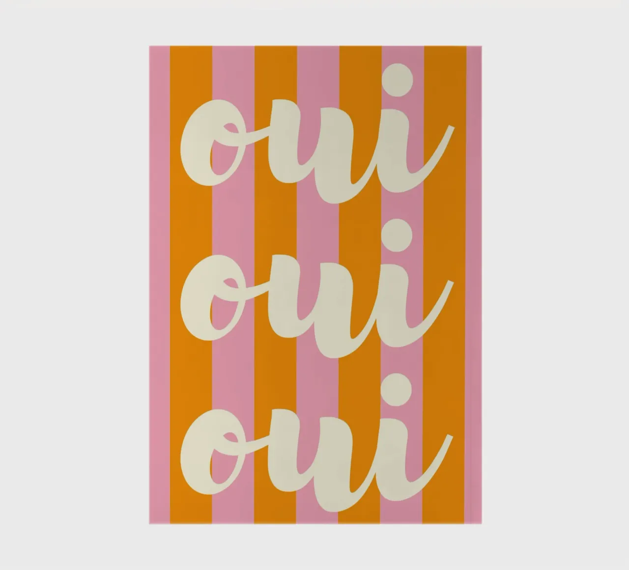 Oui Oui Oui French Quote Art - Retro Pink and Orange Stripe notebook by pdigitalprints
