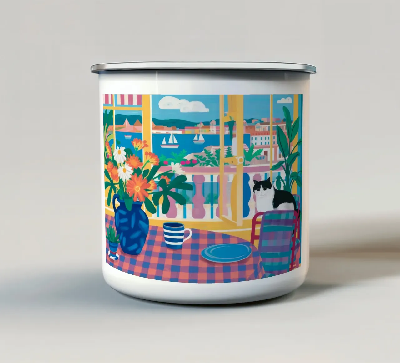 Gatto da salotto bohémien tazza in smalto da Chroma Haven