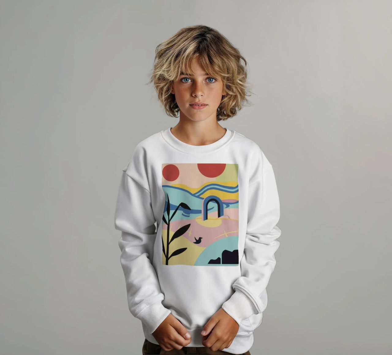 Formas costeras abstractas sudadera para niño de Chroma Haven