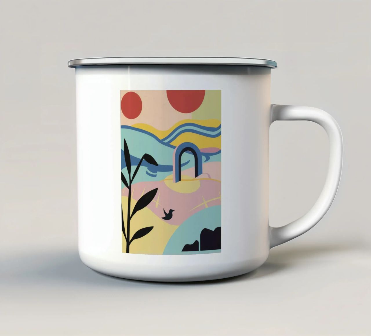 Abstract Coastal Forms enamel mug by Chroma Haven