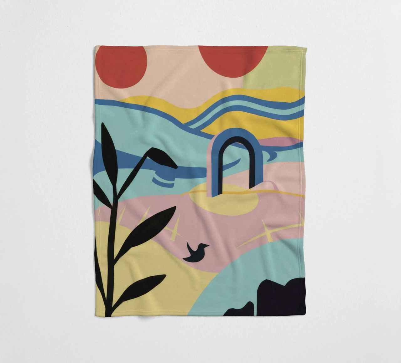 Abstract Coastal Forms fleece blanket by Chroma Haven