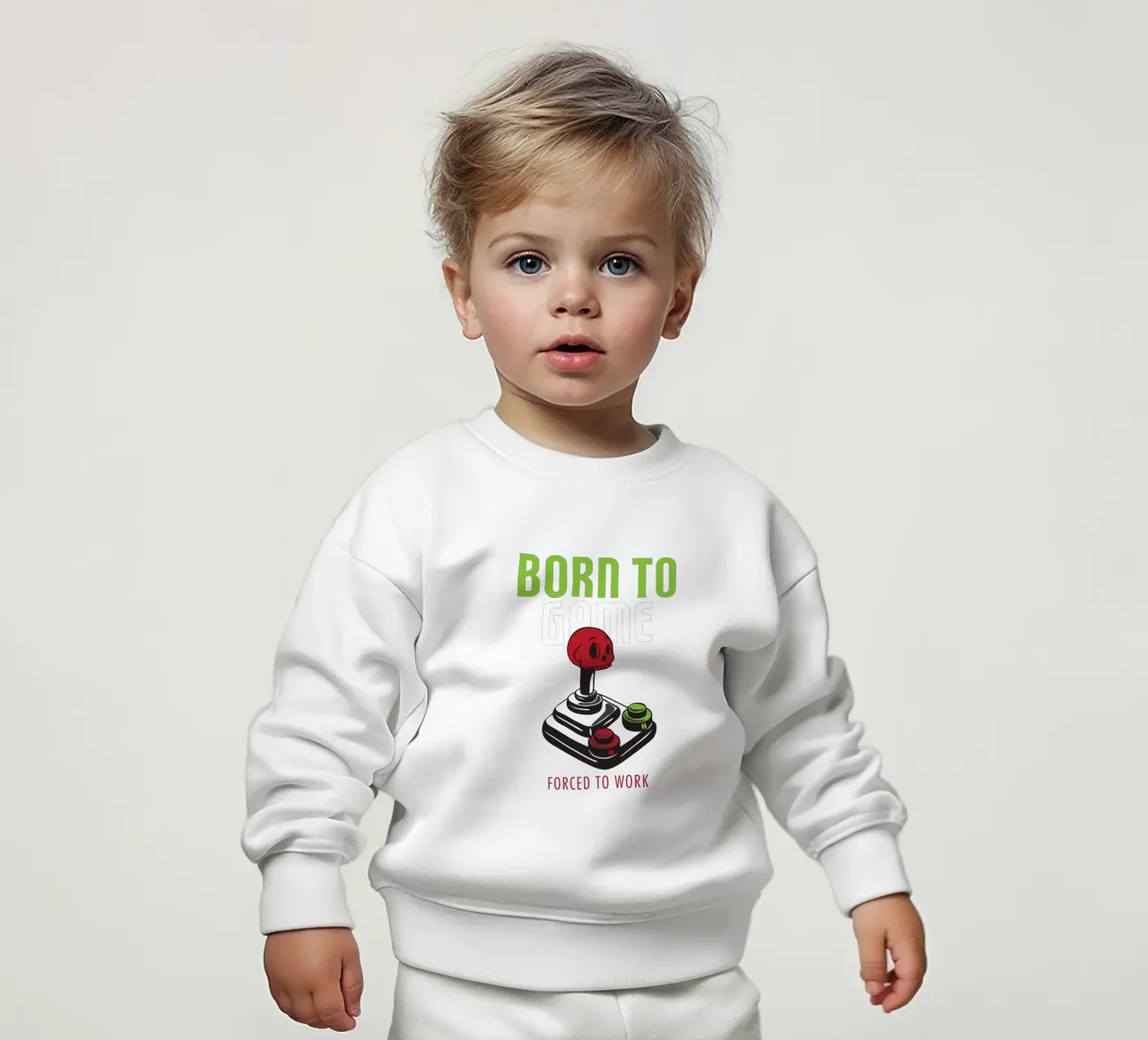 BORN TO GAME FORCED TO WORK baby sweatshirt by edsonramosart
