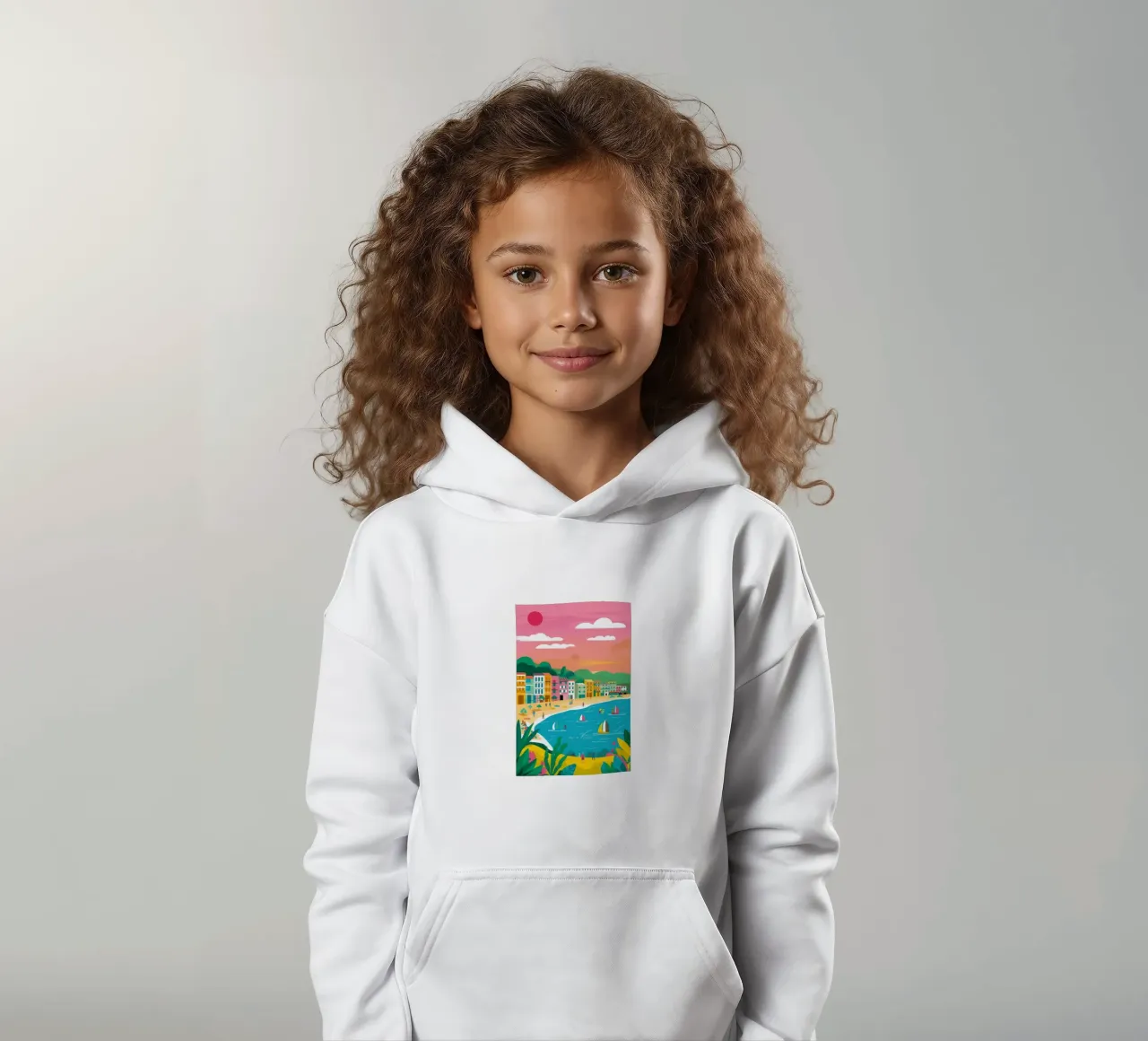 Sunny Seaside Sailboats kids hoodie by Chroma Haven