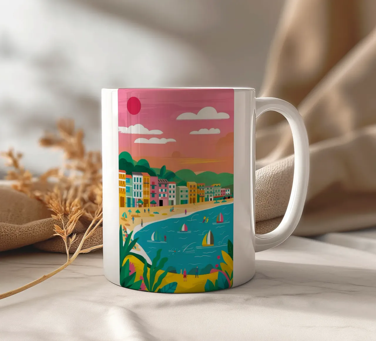 Barche a vela Sunny Seaside tazza in ceramica da Chroma Haven