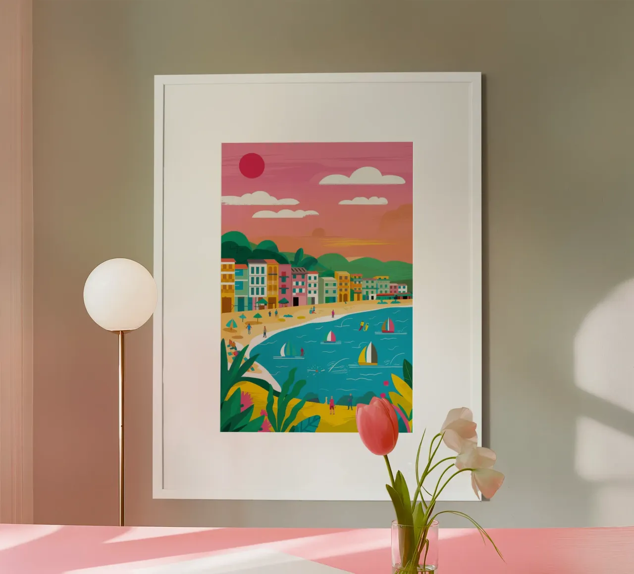 Sunny Seaside Segelboote Hahnemühle von Chroma Haven