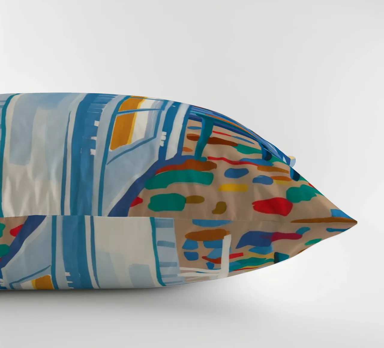 Intrigo di porte blu cuscino da Chroma Haven
