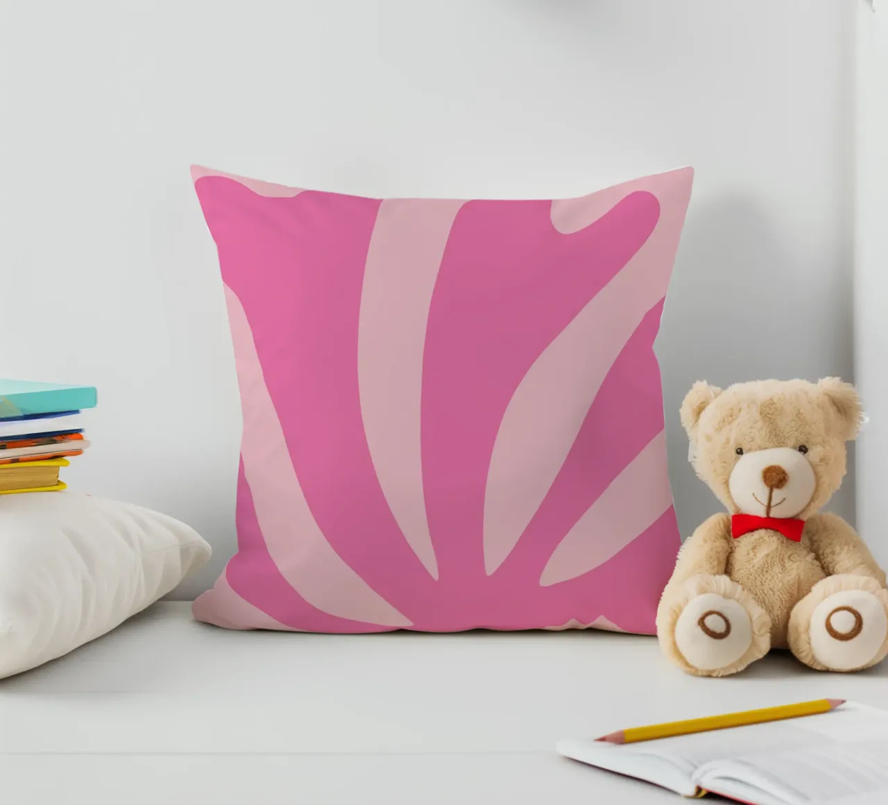 Mostra di design astratto botanico rosa di ispirazione matissiana cuscino da pdigitalprints