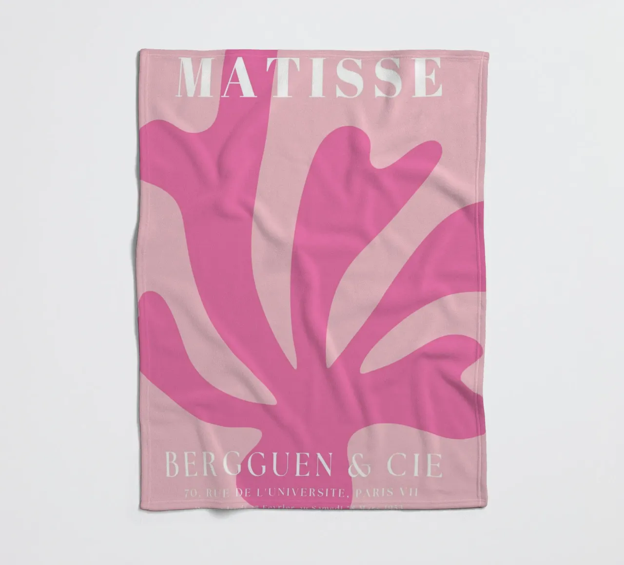 Mostra di design astratto botanico rosa di ispirazione matissiana coperta in pile da pdigitalprints