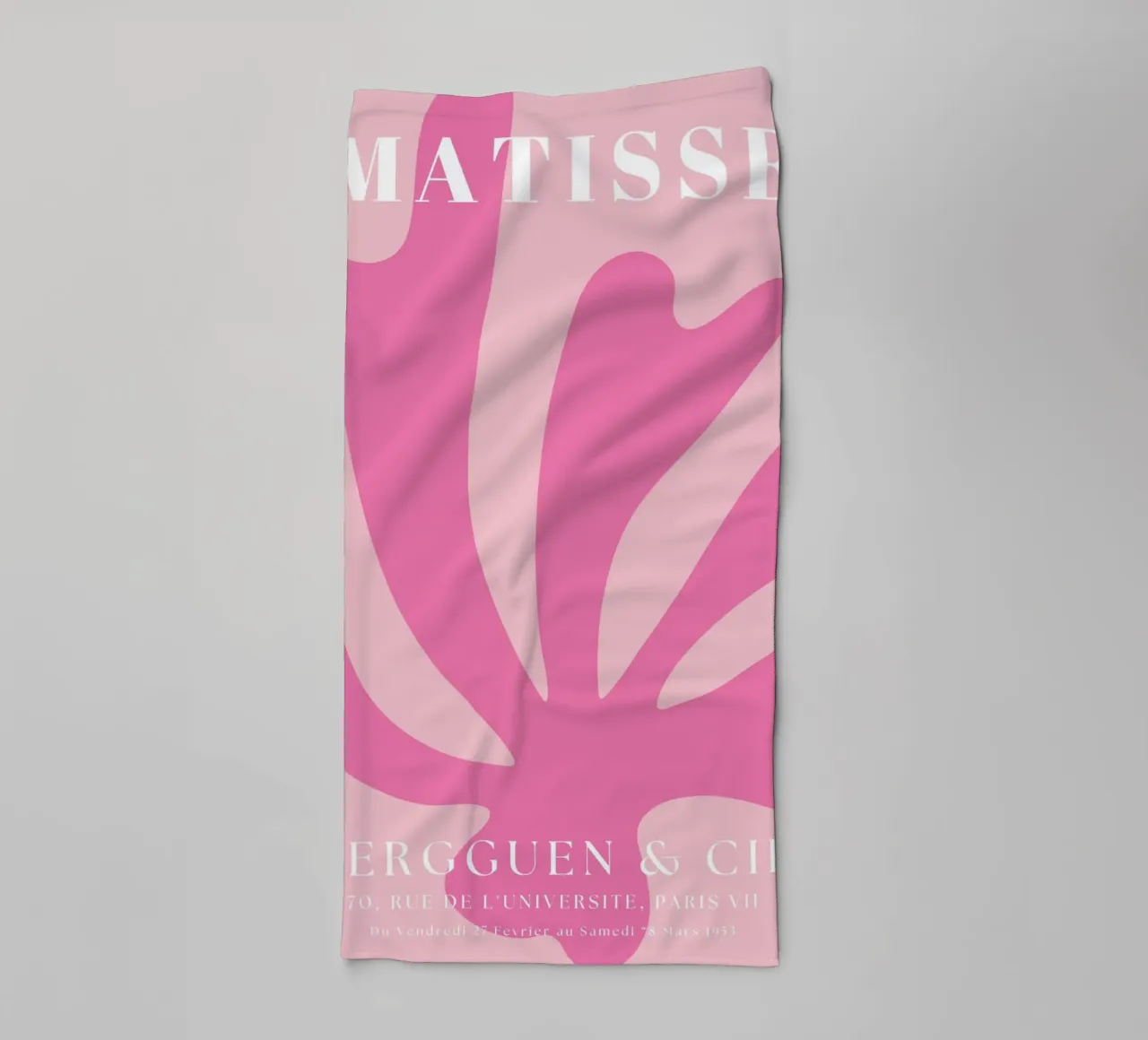 Mostra di design astratto botanico rosa di ispirazione matissiana asciugamano da bagno da pdigitalprints
