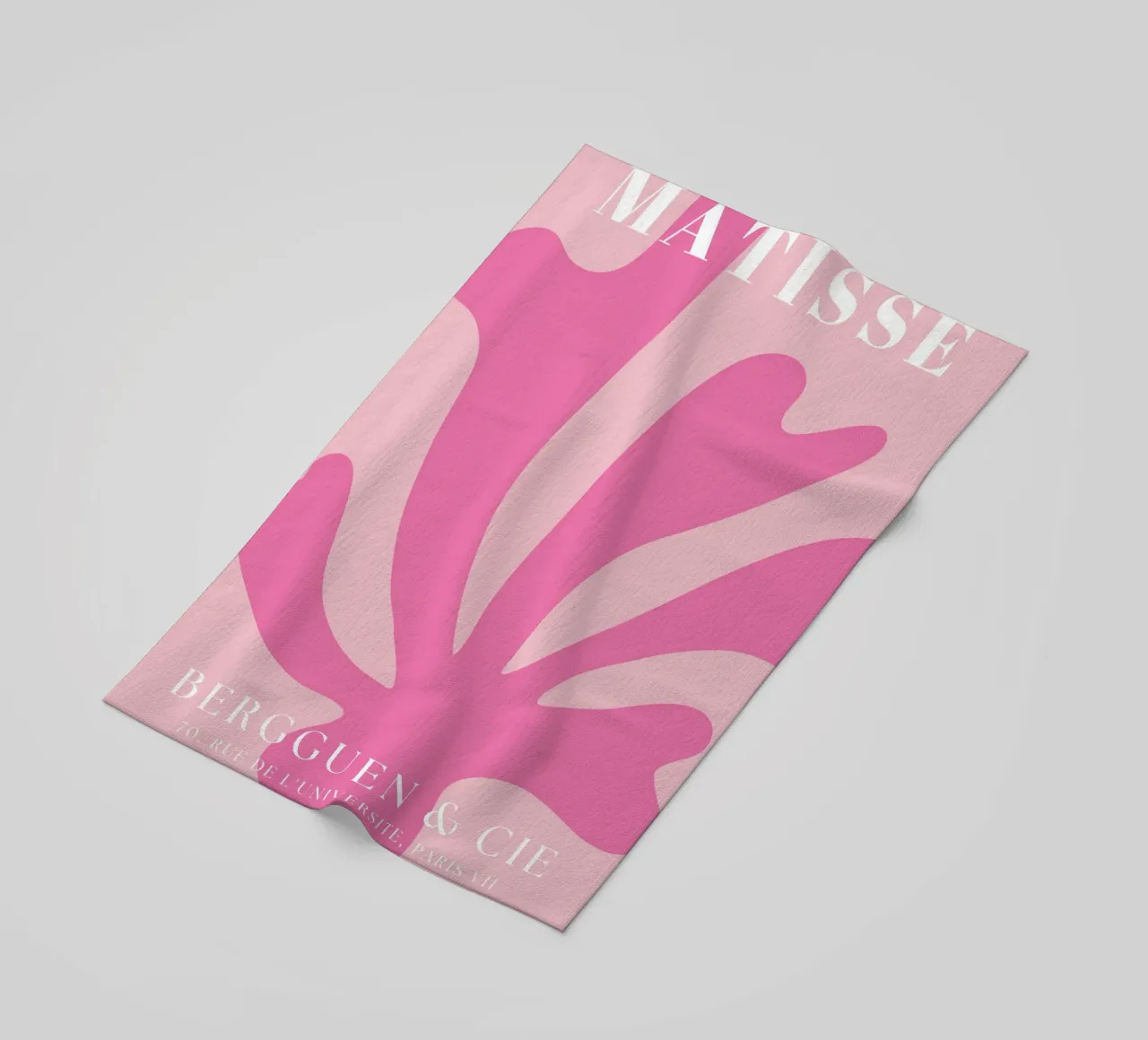 Mostra di design astratto botanico rosa di ispirazione matissiana telo mare da pdigitalprints