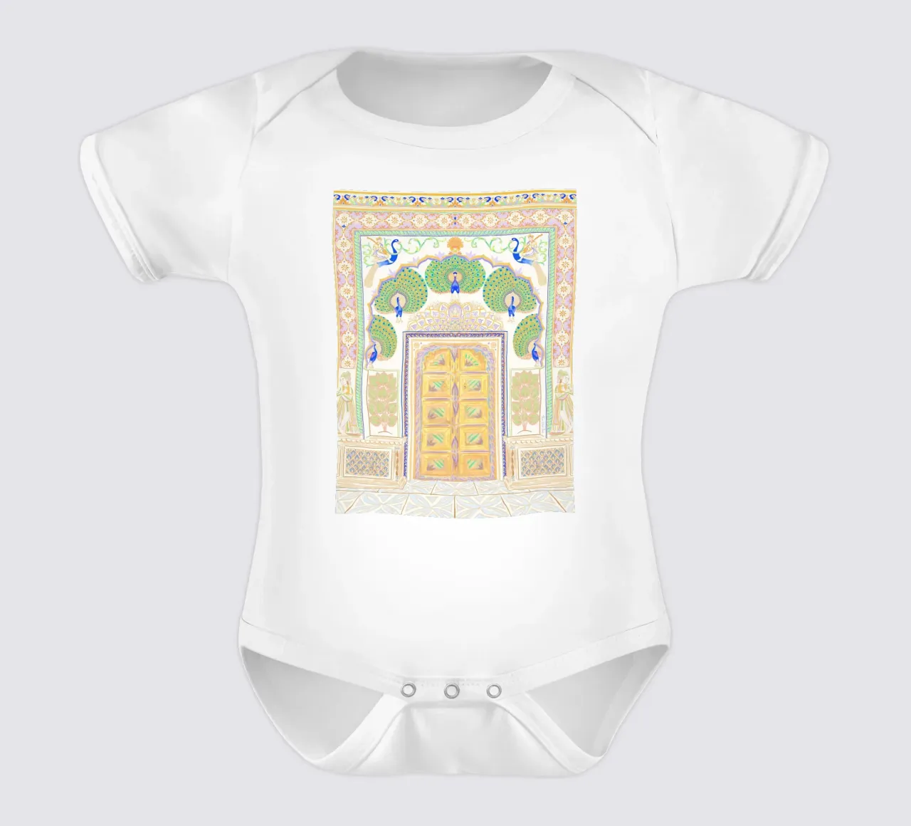 Porta del Pavone - Jaipur India, architettura colorata Portale body neonato maniche corte da This Wild Soul - Illustration
