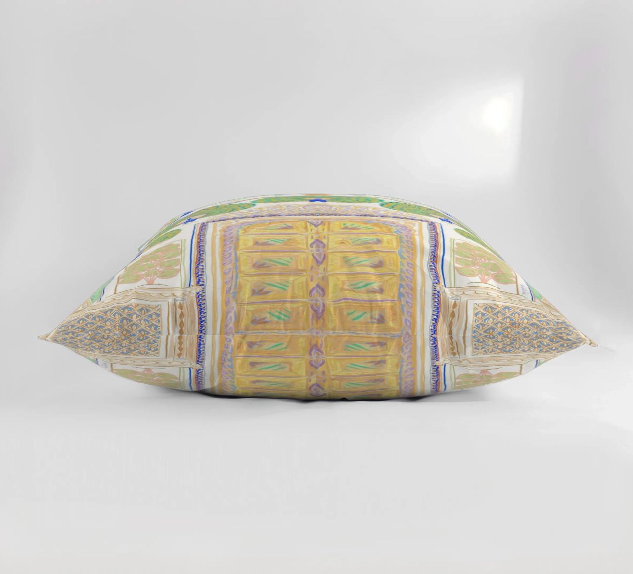Peacock Gate - Jaipur India, colourful Architecture Doorway decorative cushion by This Wild Soul - Illustration