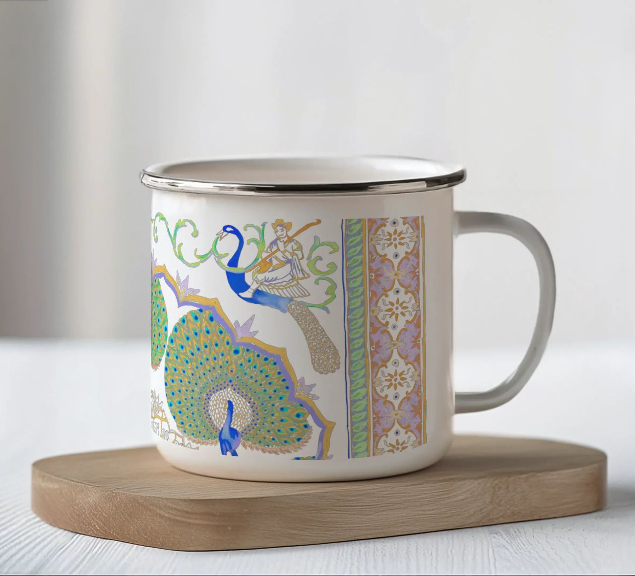 Peacock Gate - Jaipur India, colourful Architecture Doorway enamel mug by This Wild Soul - Illustration