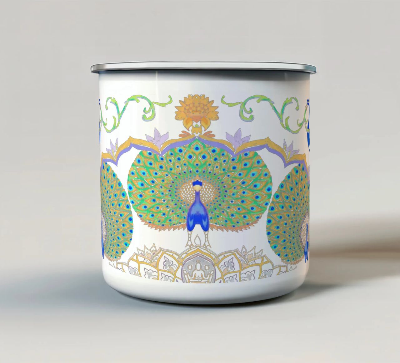 Peacock Gate - Jaipur India, colourful Architecture Doorway enamel mug by This Wild Soul - Illustration