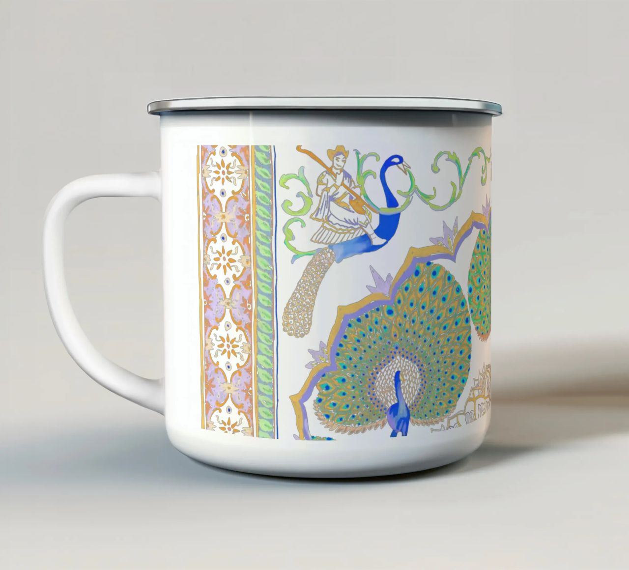 Peacock Gate - Jaipur India, colourful Architecture Doorway enamel mug by This Wild Soul - Illustration