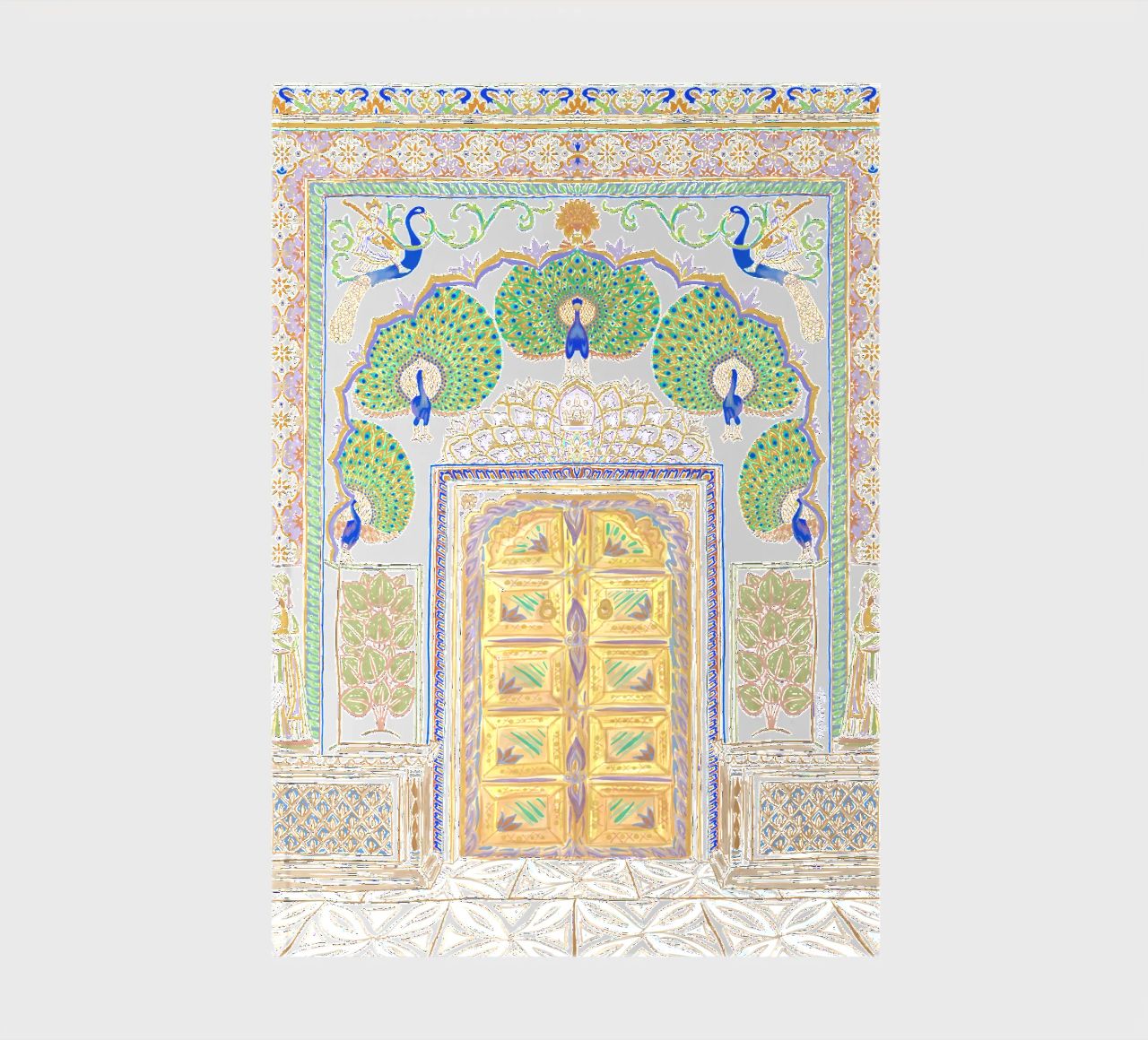 Peacock Gate - Jaipur India, colourful Architecture Doorway notebook by This Wild Soul - Illustration