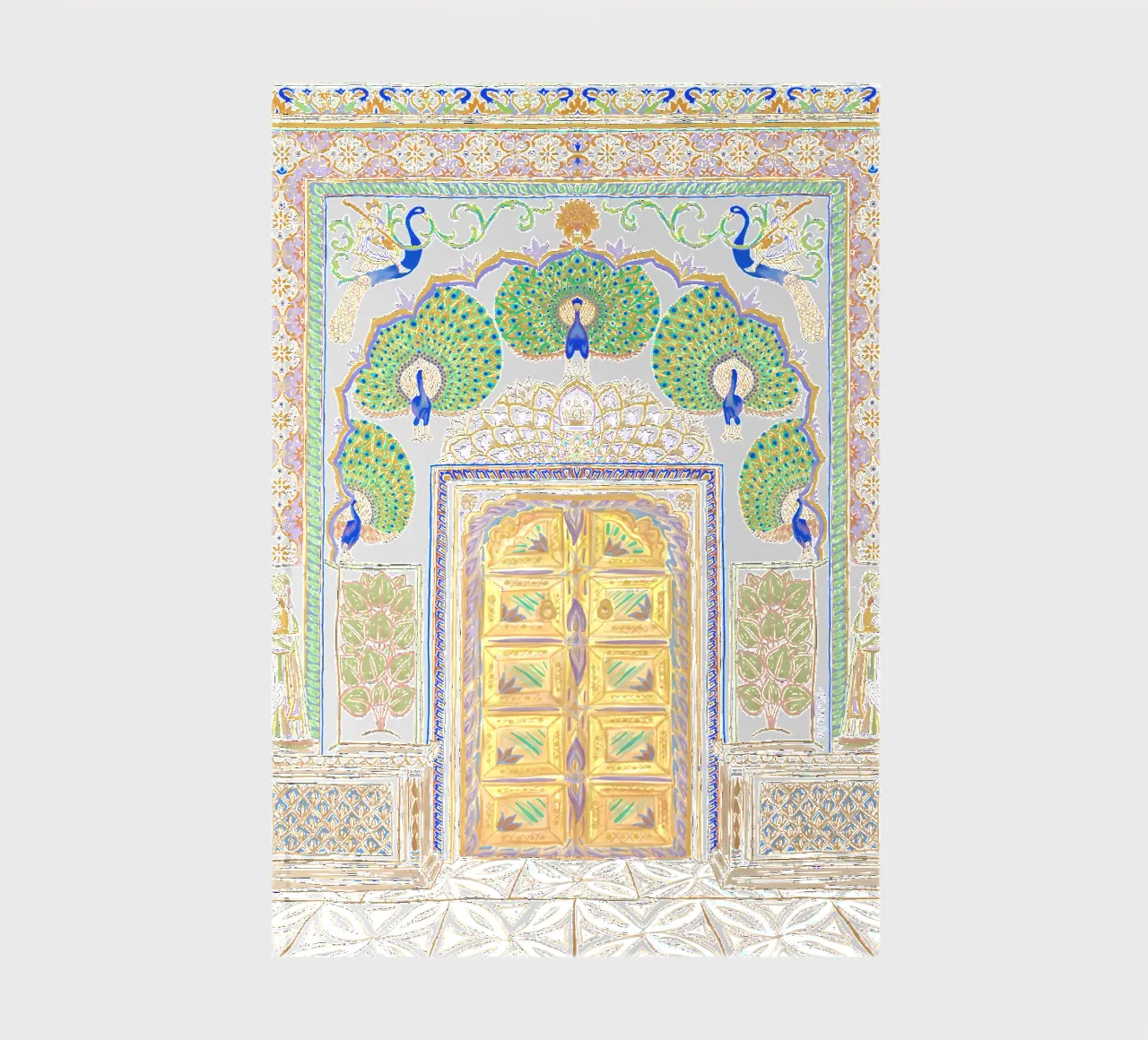 Peacock Gate - Jaipur India, colourful Architecture Doorway notebook by This Wild Soul - Illustration