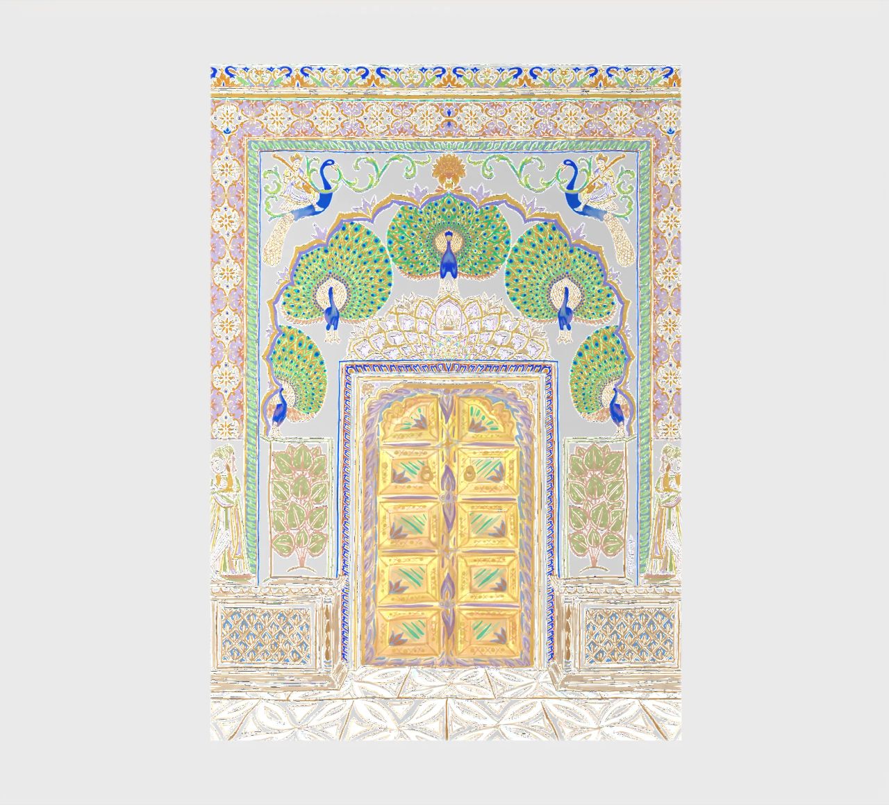 Peacock Gate - Jaipur India, colourful Architecture Doorway notebook by This Wild Soul - Illustration