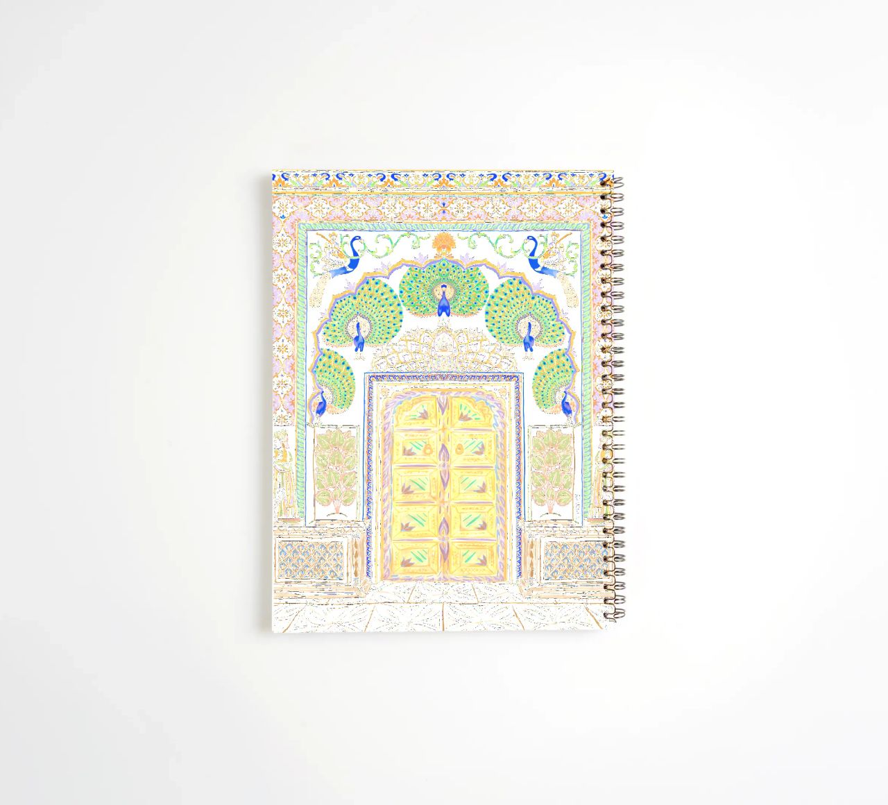 Peacock Gate - Jaipur India, colourful Architecture Doorway spiral notebook by This Wild Soul - Illustration