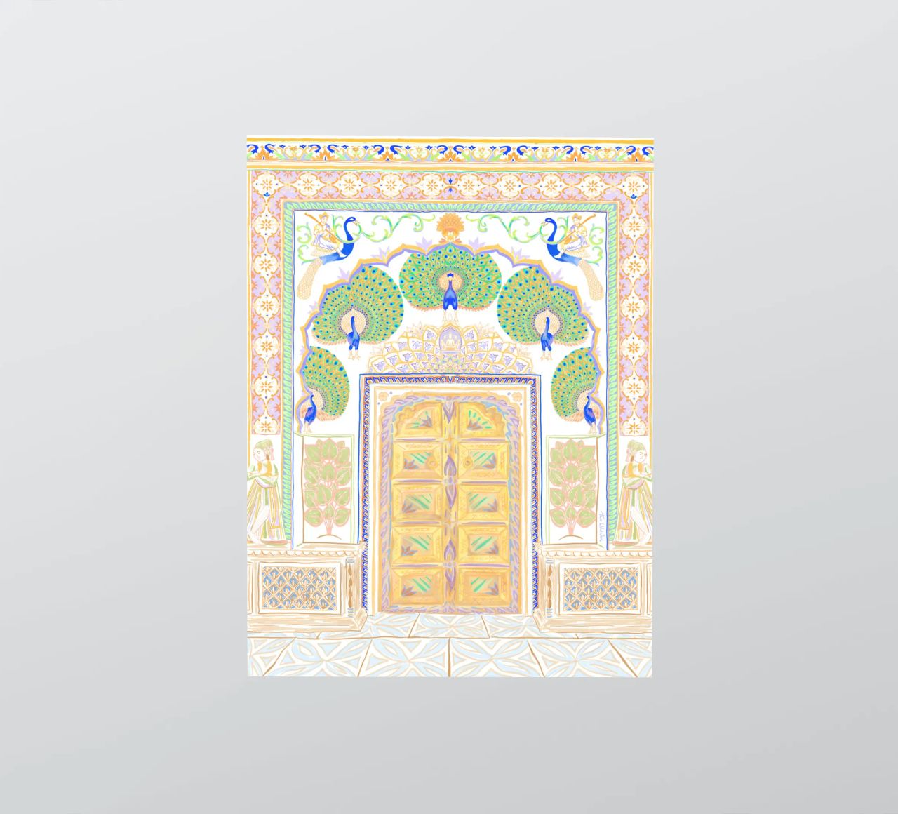 Peacock Gate - Jaipur India, colourful Architecture Doorway sticker by This Wild Soul - Illustration