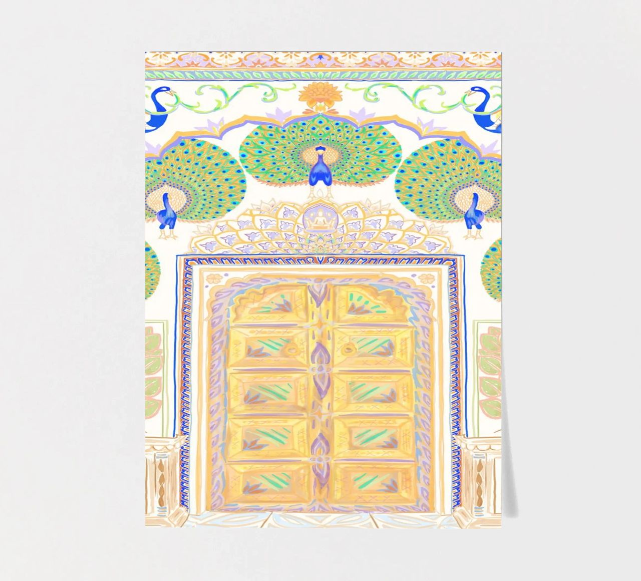 Peacock Gate - Jaipur India, colourful Architecture Doorway sticker sheet by This Wild Soul - Illustration