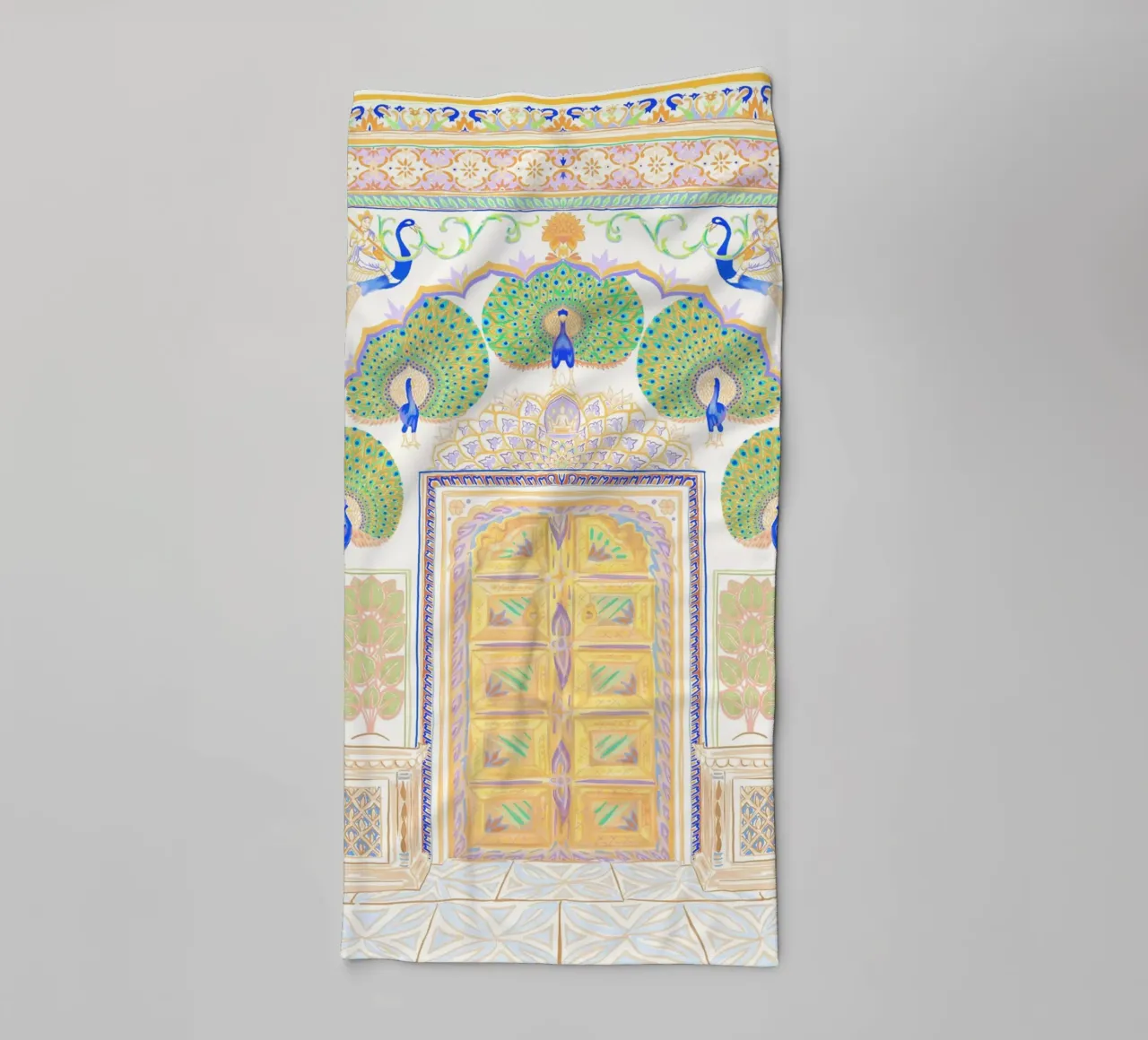 Peacock Gate - Jaipur India, architecture colorée Porte serviette de bain de This Wild Soul - Illustration