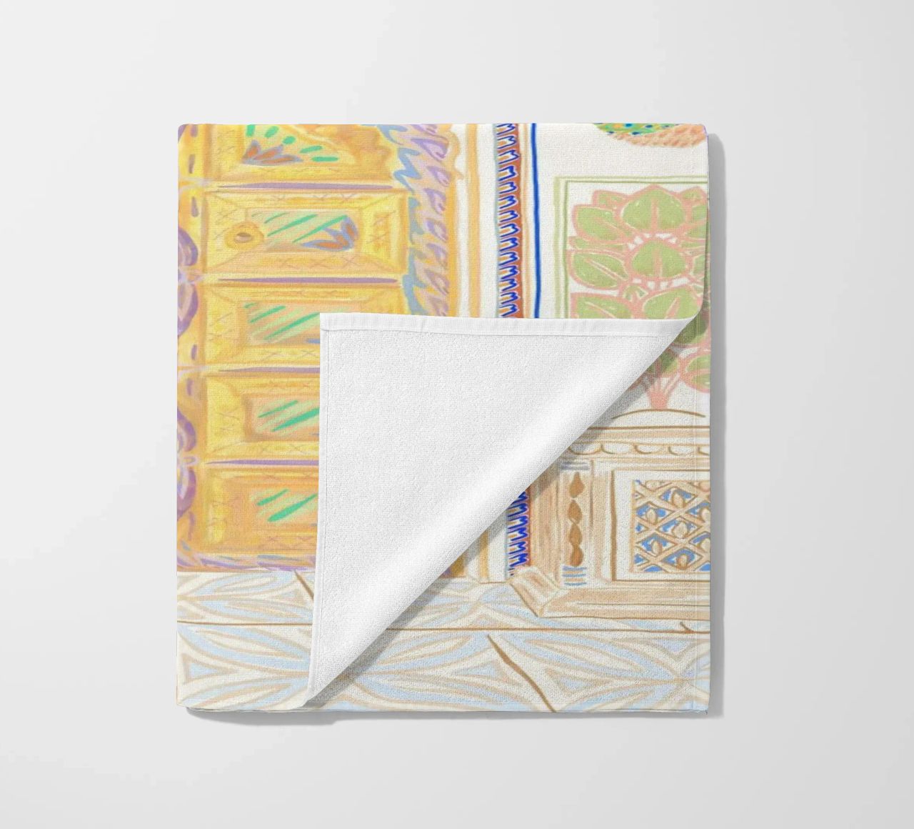Peacock Gate - Jaipur India, colourful Architecture Doorway beach towel by This Wild Soul - Illustration