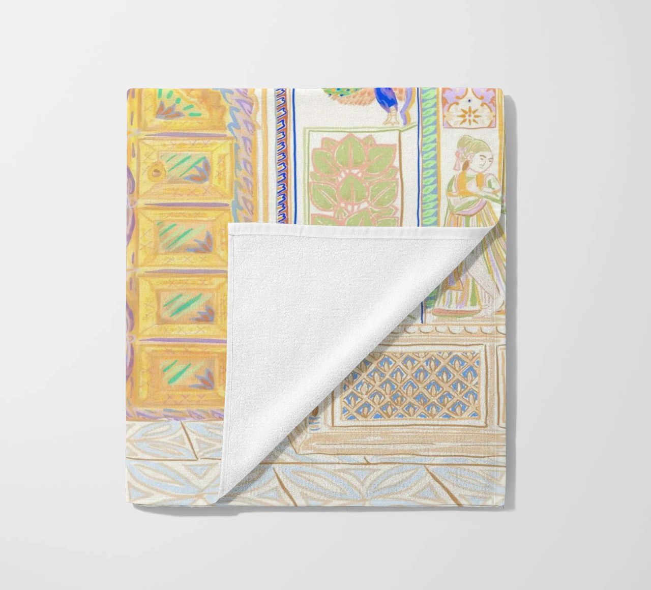 Peacock Gate - Jaipur India, colourful Architecture Doorway beach towel by This Wild Soul - Illustration