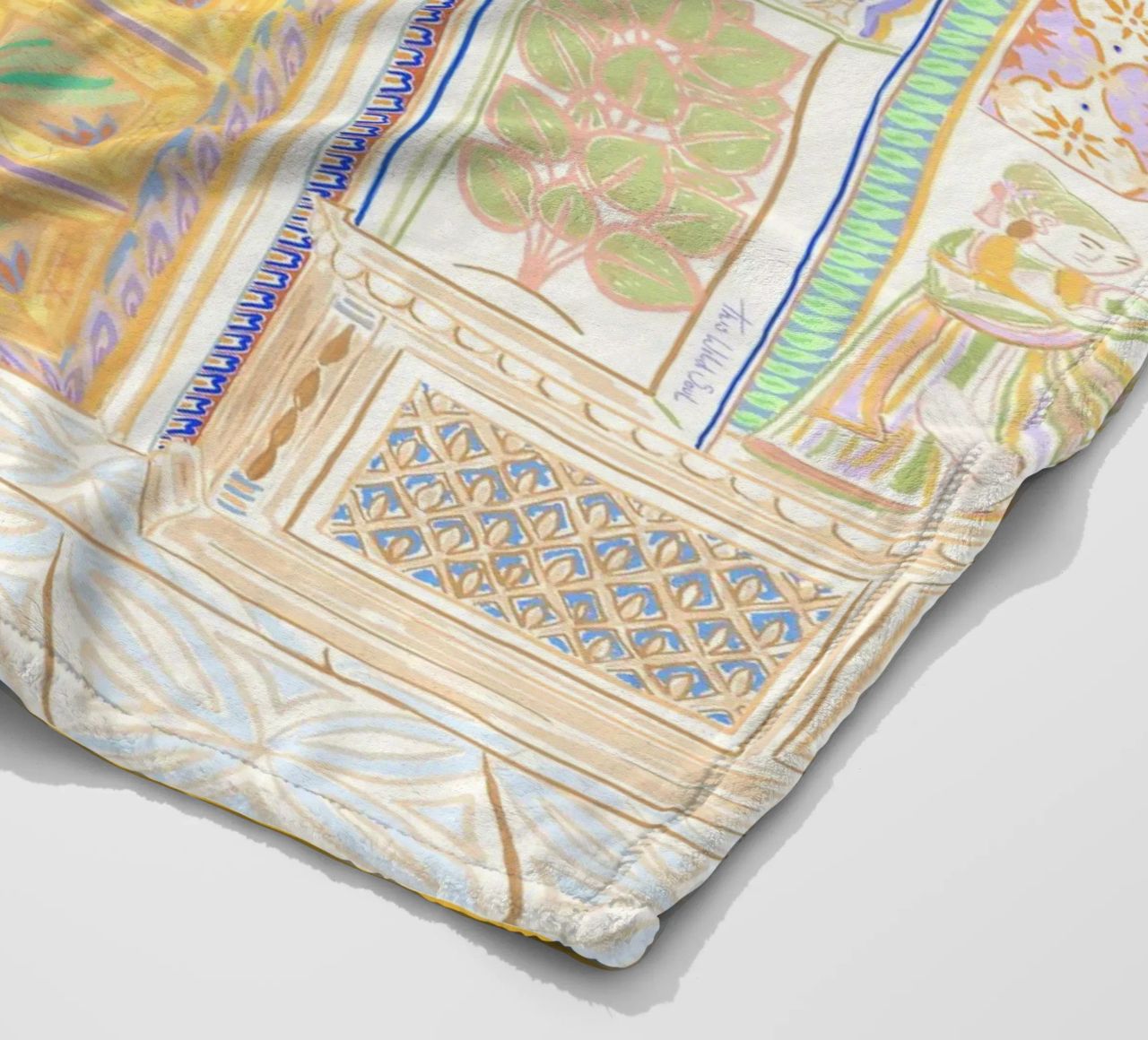 Peacock Gate - Jaipur India, colourful Architecture Doorway fleece blanket by This Wild Soul - Illustration