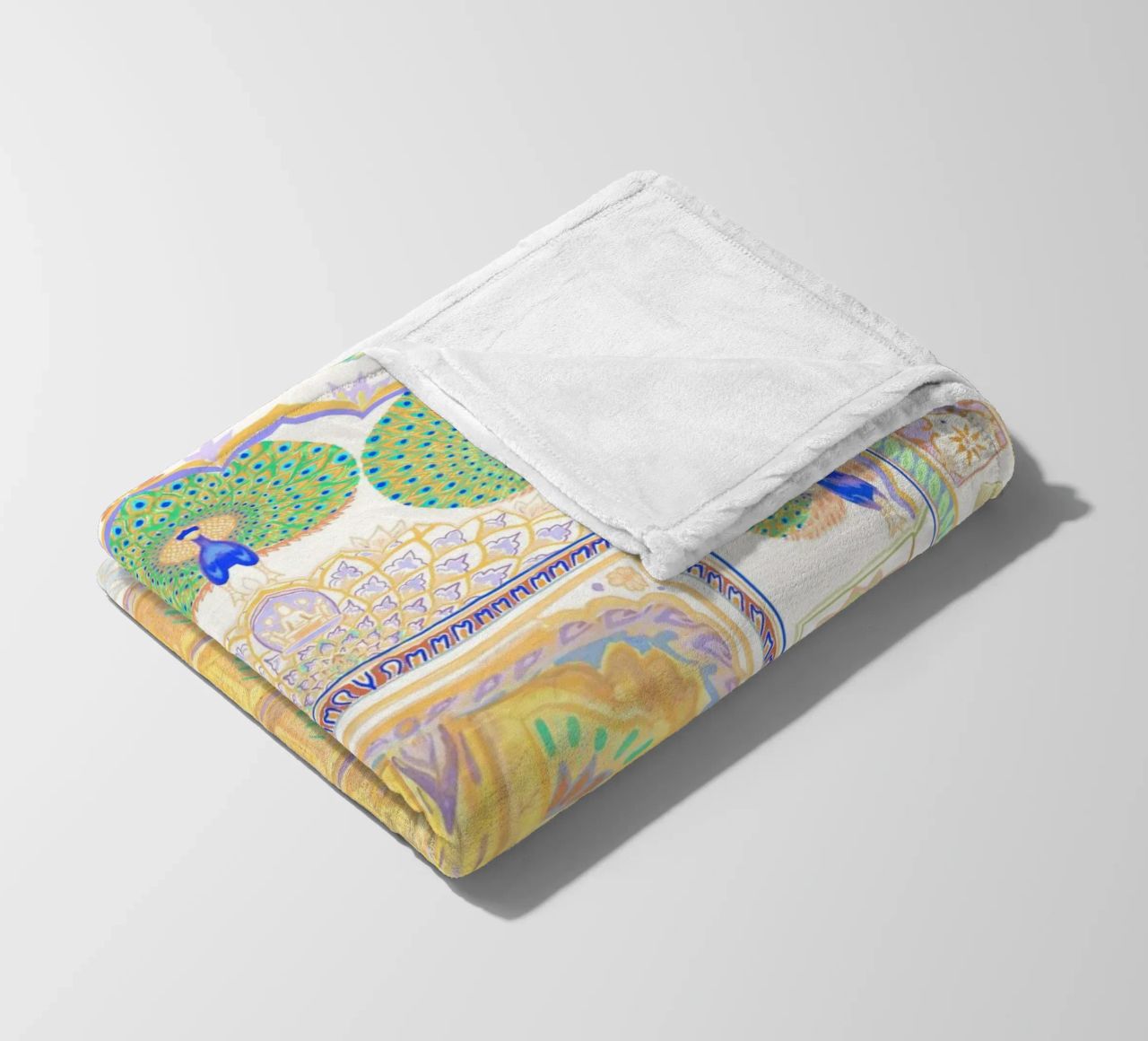 Peacock Gate - Jaipur India, colourful Architecture Doorway fleece blanket by This Wild Soul - Illustration